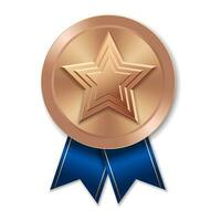 medalha de bronze com ilustração de estrelas de formas geométricas vetor