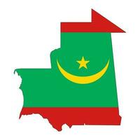 Mauritânia mapa silhueta com bandeira isolado em branco fundo vetor