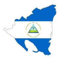 Nicarágua mapa silhueta com bandeira isolado em branco fundo vetor