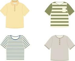 conjunto do quatro t camisas para garoto, cara. básico moda roupas. moderno casual t camisas. vetor ilustração isolado em branco fundo.