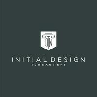 dw monograma com pilar e escudo logotipo projeto, luxo e elegante logotipo para legal empresa vetor