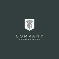 rd monograma com pilar e escudo logotipo projeto, luxo e elegante logotipo para legal empresa vetor