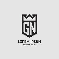 inicial gn logotipo escudo forma, criativo esport logotipo Projeto vetor