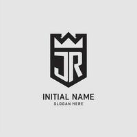 inicial jr logotipo escudo forma, criativo esport logotipo Projeto vetor