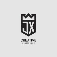 inicial jx logotipo escudo forma, criativo esport logotipo Projeto vetor