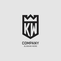 inicial kw logotipo escudo forma, criativo esport logotipo Projeto vetor