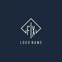 fx inicial logotipo com luxo retângulo estilo Projeto vetor