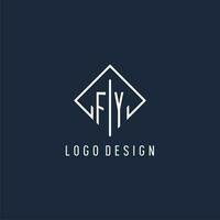 fy inicial logotipo com luxo retângulo estilo Projeto vetor