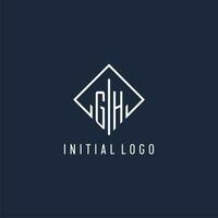 gh inicial logotipo com luxo retângulo estilo Projeto vetor