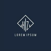 hz inicial logotipo com luxo retângulo estilo Projeto vetor