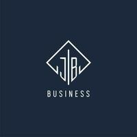 jb inicial logotipo com luxo retângulo estilo Projeto vetor