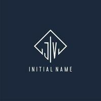 jv inicial logotipo com luxo retângulo estilo Projeto vetor