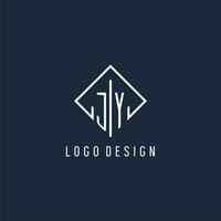 jy inicial logotipo com luxo retângulo estilo Projeto vetor