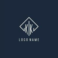 kk inicial logotipo com luxo retângulo estilo Projeto vetor