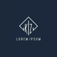 kz inicial logotipo com luxo retângulo estilo Projeto vetor