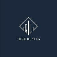 ql inicial logotipo com luxo retângulo estilo Projeto vetor