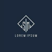 sm inicial logotipo com luxo retângulo estilo Projeto vetor