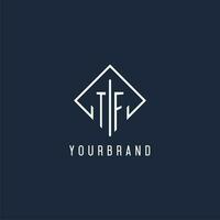 tf inicial logotipo com luxo retângulo estilo Projeto vetor