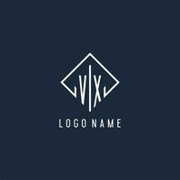 vx inicial logotipo com luxo retângulo estilo Projeto vetor