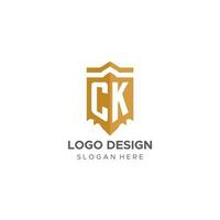 monograma ck logotipo com escudo geométrico forma, elegante luxo inicial logotipo Projeto vetor