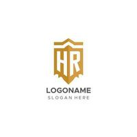 monograma hr logotipo com escudo geométrico forma, elegante luxo inicial logotipo Projeto vetor