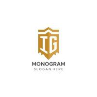 monograma ig logotipo com escudo geométrico forma, elegante luxo inicial logotipo Projeto vetor