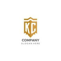 monograma kc logotipo com escudo geométrico forma, elegante luxo inicial logotipo Projeto vetor