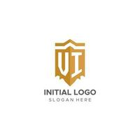 monograma vi logotipo com escudo geométrico forma, elegante luxo inicial logotipo Projeto vetor