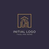 CH inicial quadrado logotipo projeto, moderno e luxo real Estado logotipo estilo vetor