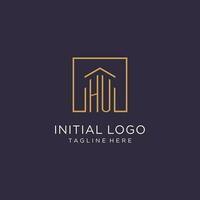 hu inicial quadrado logotipo projeto, moderno e luxo real Estado logotipo estilo vetor