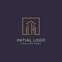 lh inicial quadrado logotipo projeto, moderno e luxo real Estado logotipo estilo vetor