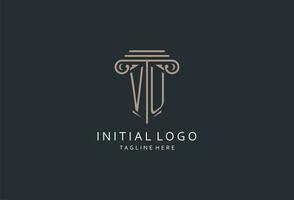 vu monograma logotipo com pilar forma ícone, luxo e elegante Projeto logotipo para lei empresa inicial estilo logotipo vetor