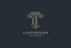 xl monograma logotipo com pilar forma ícone, luxo e elegante Projeto logotipo para lei empresa inicial estilo logotipo vetor