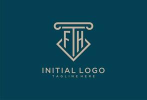 fh inicial com pilar ícone projeto, limpar \ limpo e moderno advogado, legal empresa logotipo vetor