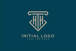 hh inicial com pilar ícone projeto, limpar \ limpo e moderno advogado, legal empresa logotipo vetor