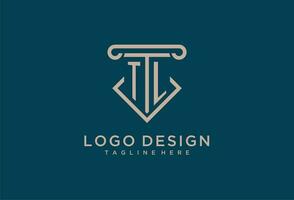 tl inicial com pilar ícone projeto, limpar \ limpo e moderno advogado, legal empresa logotipo vetor