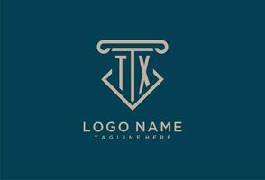tx inicial com pilar ícone projeto, limpar \ limpo e moderno advogado, legal empresa logotipo vetor