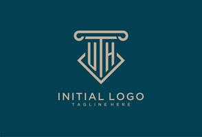 Uh inicial com pilar ícone projeto, limpar \ limpo e moderno advogado, legal empresa logotipo vetor
