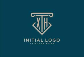xh inicial com pilar ícone projeto, limpar \ limpo e moderno advogado, legal empresa logotipo vetor