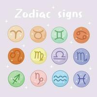 astrológico zodíaco sinais ícones colorido. astrologia fortuna 12 zodíaco. vetor