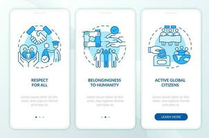 gced metas azul onboarding Móvel aplicativo tela. sustentável desenvolvimento passo a passo 3 passos editável gráfico instruções com linear conceitos. interface do usuário, ux, gui modelado vetor