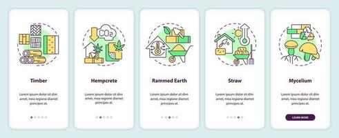 bio Sediada materiais dentro construção onboarding Móvel aplicativo tela. passo a passo 5 passos editável gráfico instruções com linear conceitos. interface do usuário, ux, gui modelado vetor