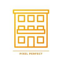 condomínio pixel perfeito gradiente linear vetor ícone. comunidade propriedade. apartamentos complexo. urbano prédio. fino linha cor símbolo. moderno estilo pictograma. vetor isolado esboço desenhando