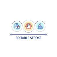 substituindo fóssil combustível ciclo conceito ícone. hidrogênio Produção. economia verde transição abstrato idéia fino linha ilustração. isolado esboço desenho. editável acidente vascular encefálico vetor