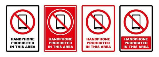 não handphone dentro isto área Proibido placa imprimível vermelho Pare conjunto banido silhueta ícone Projeto vetor