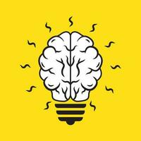 idéia luz lâmpada criativo pensando conceito amarelo cérebro ícone Projeto ilustração vetor