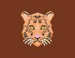 tigre face pixel ilustração. gato espécies. pixel arte projetos. vetor elementos. jogos, vídeos, ativos