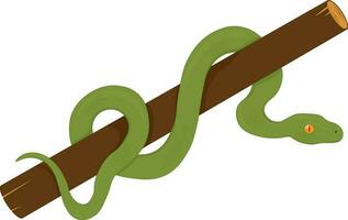 verde floresta serpente em madeira ramo vetor ilustração