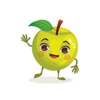 desenho animado personagem fruta - maçã. fruta com face, braços e pernas. vetor gráfico.