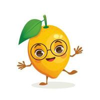 desenho animado personagem fruta - limão. fruta com face, braços e pernas. vetor gráfico.